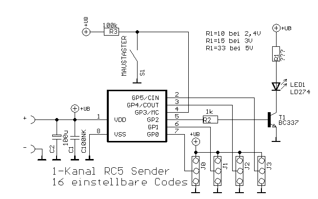 1-Kanal RC5 Sender