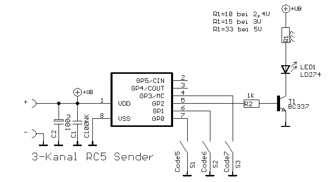 3-Kanal RC5 Sender